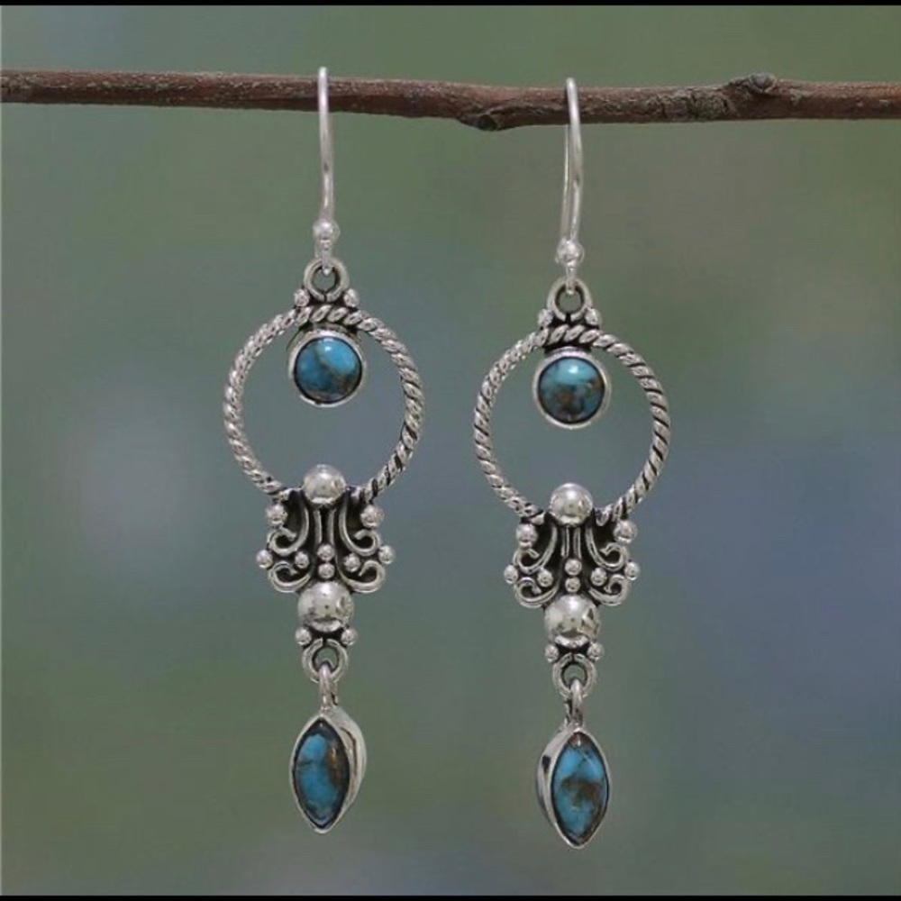 Sterling silver turquoise dangle earrings